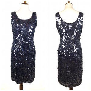 Pisarro Nights Blue Navy Beaded Sequin Dress 8